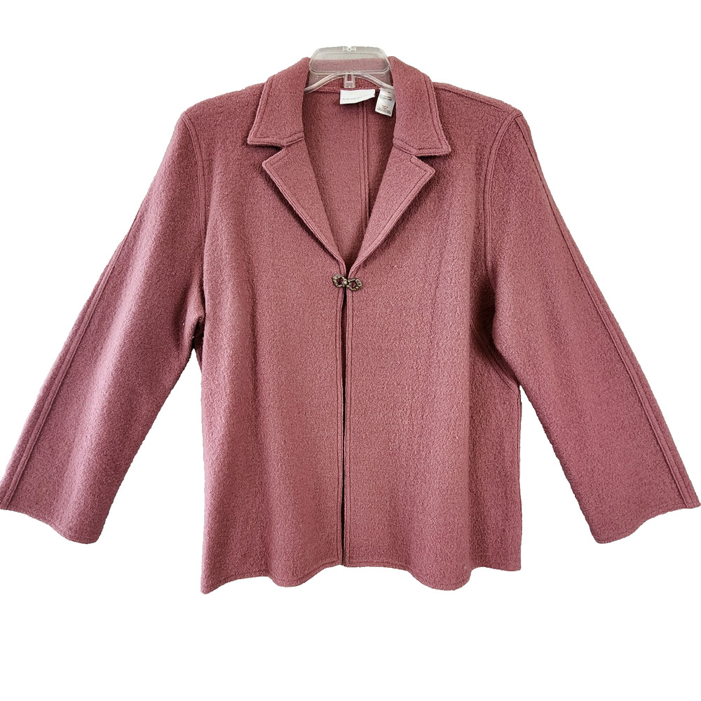 Alfred Dunner 100% Wool Jacket Women Size XL Mauve Pink Collar Clasp
